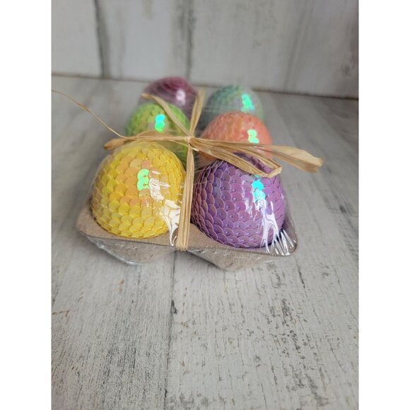 Pier 1 Sequin easter multi color NEW egg ornament set rainbow - Picture 6 of 6